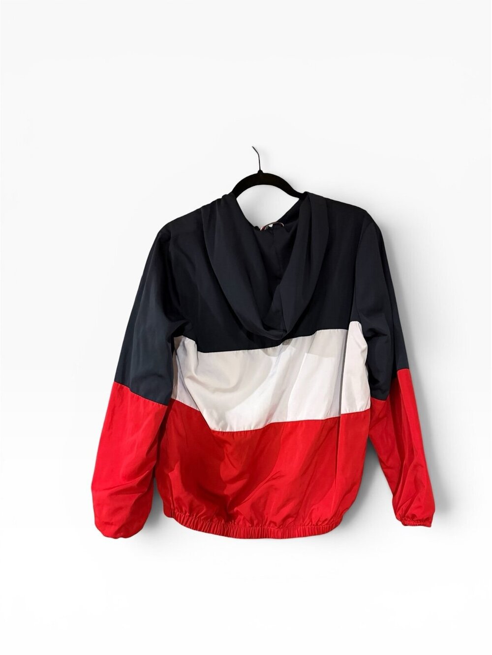 Colorblock Hooded Windbreaker Jacket - Blue/White/Red Size Small - Picture 2 of 7